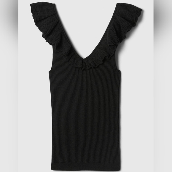 GAP Factory Women's Sleeveless Ruffle Edge Sweater Tank Top Sz XXL BLK - Picture 7 of 13